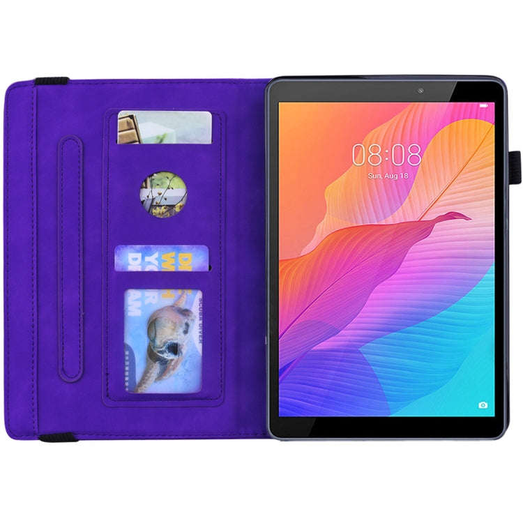 For Huawei MatePad T8 Calf Pattern Double Folding Design Embossed Leather Case with  Holder & Car...