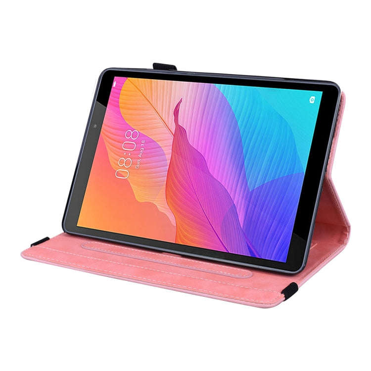 For Huawei MatePad T8 Calf Pattern Double Folding Design Embossed Leather Case with  Holder & Car...