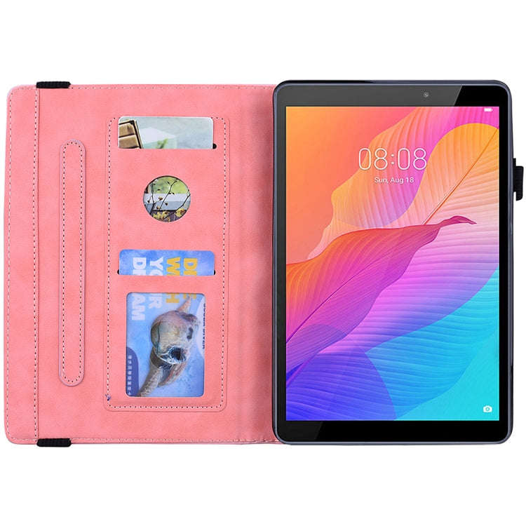 For Huawei MatePad T8 Calf Pattern Double Folding Design Embossed Leather Case with  Holder & Car...