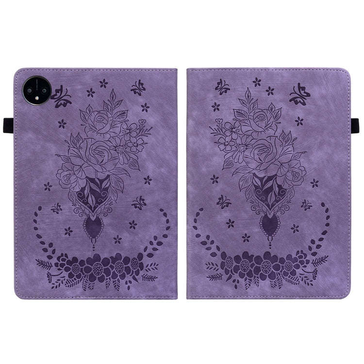 For Huawei MatePad Pro 11 2022 Butterfly Rose Embossed Leather Tablet Case(Purple)