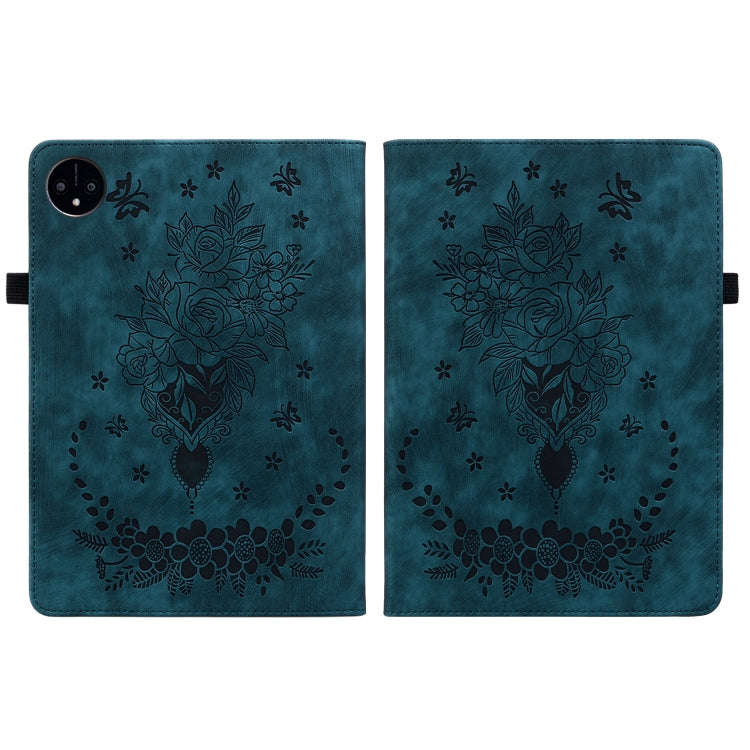 For Huawei MatePad Pro 11 2022 Butterfly Rose Embossed Leather Tablet Case(Dark Blue)