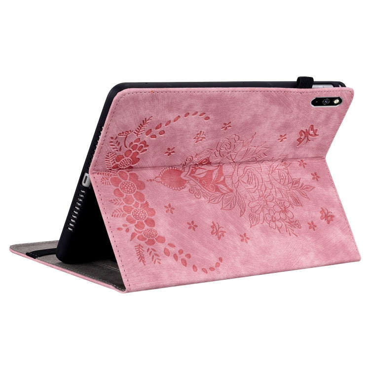 For Huawei MatePad Pro 10.8 2021 / 2018 Butterfly Rose Embossed Leather Tablet Case(Pink)