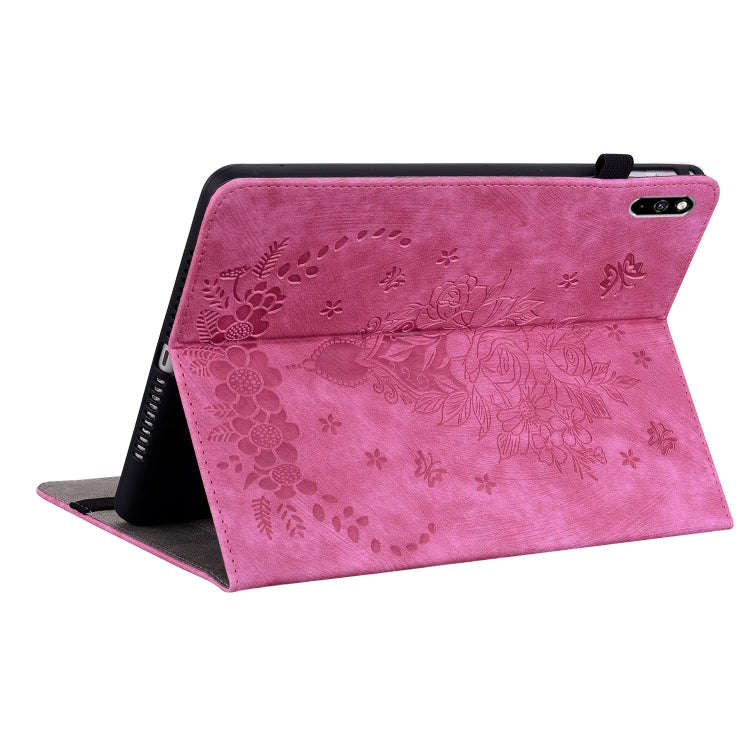 For Huawei MatePad Pro 10.8 2021 / 2018 Butterfly Rose Embossed Leather Tablet Case(Rose Red)