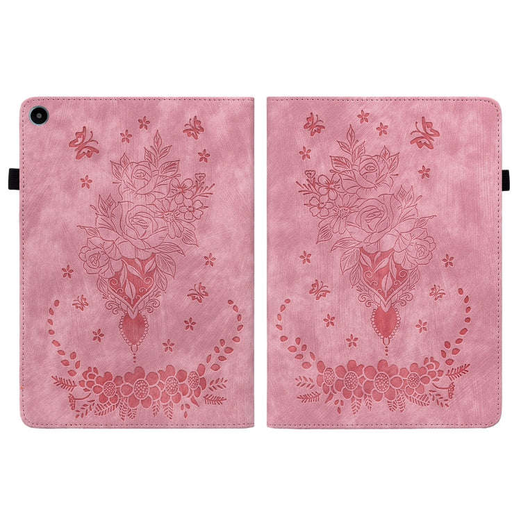 For Huawei MatePad SE 10.4 Butterfly Rose Embossed Leather Tablet Case(Pink)