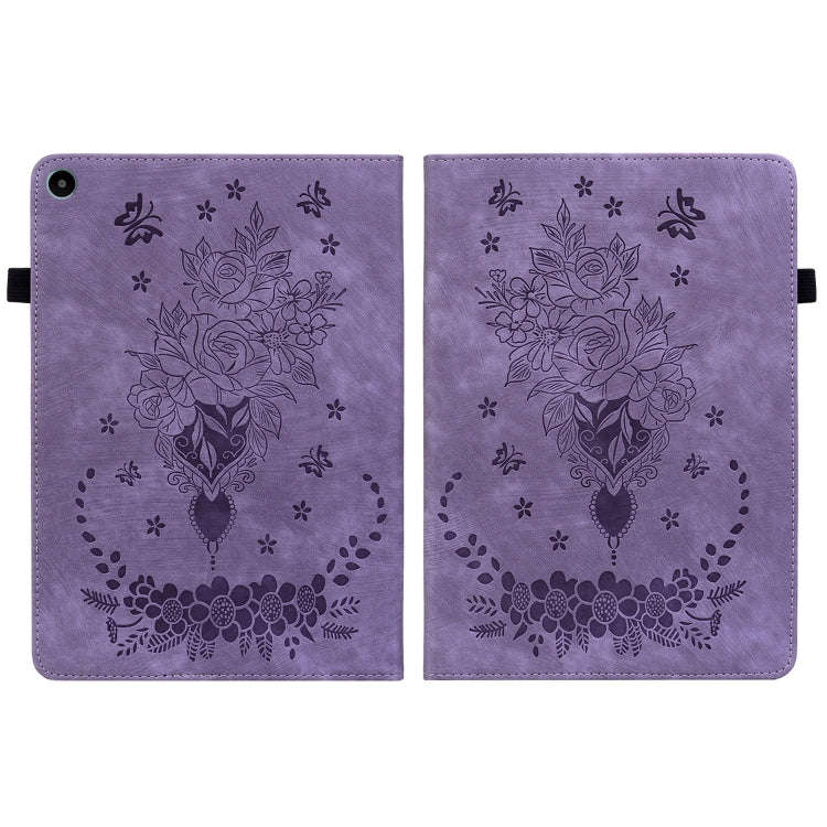 For Huawei MatePad SE 10.4 Butterfly Rose Embossed Leather Tablet Case(Purple)