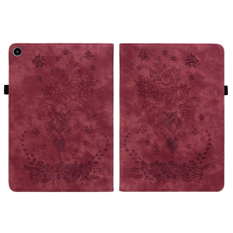 For Huawei MatePad SE 10.4 Butterfly Rose Embossed Leather Tablet Case(Red)