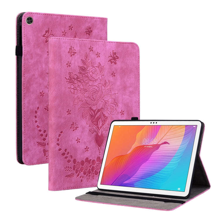 For Huawei MatePad T 10s / Enjoy Tablet 2 Butterfly Rose Embossed Leather Tablet Case(Rose Red)