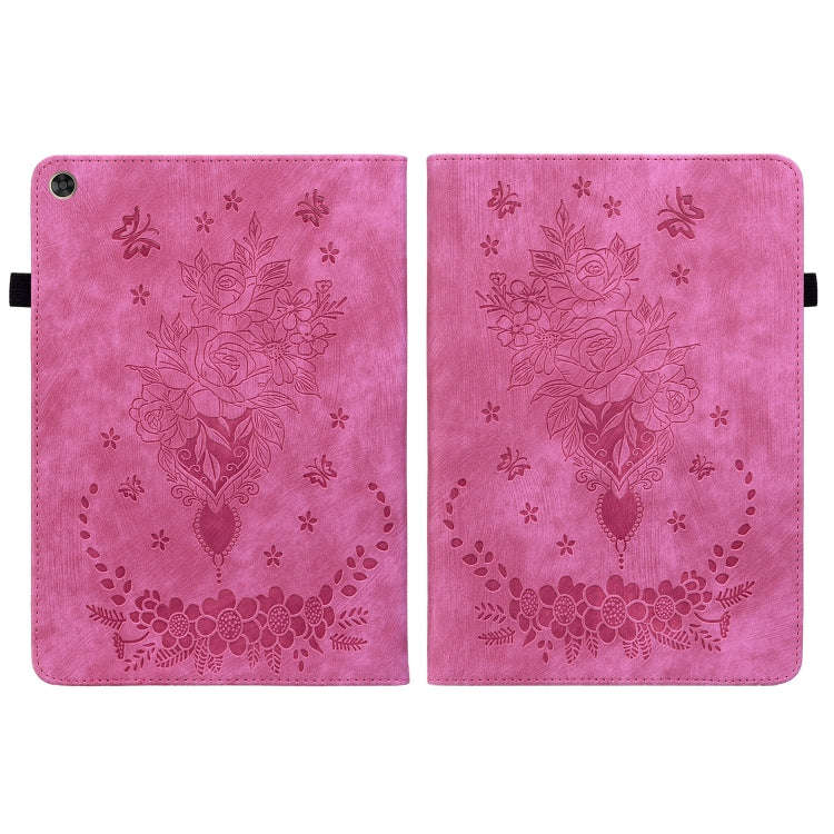 For Huawei MatePad T 10s / Enjoy Tablet 2 Butterfly Rose Embossed Leather Tablet Case(Rose Red)