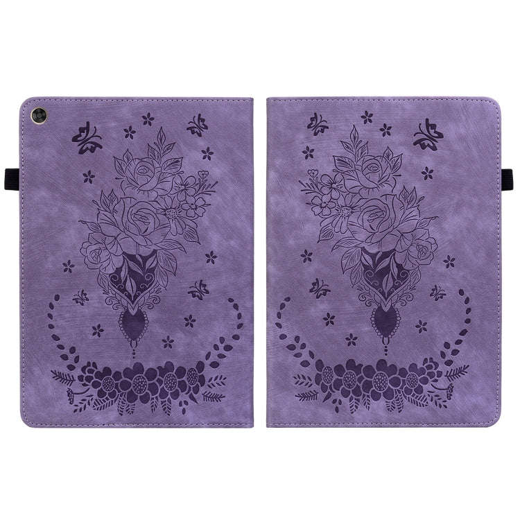 For Huawei MatePad T 10s/Enjoy Tablet 2 Butterfly Rose Embossed Leather Tablet Case(Purple)