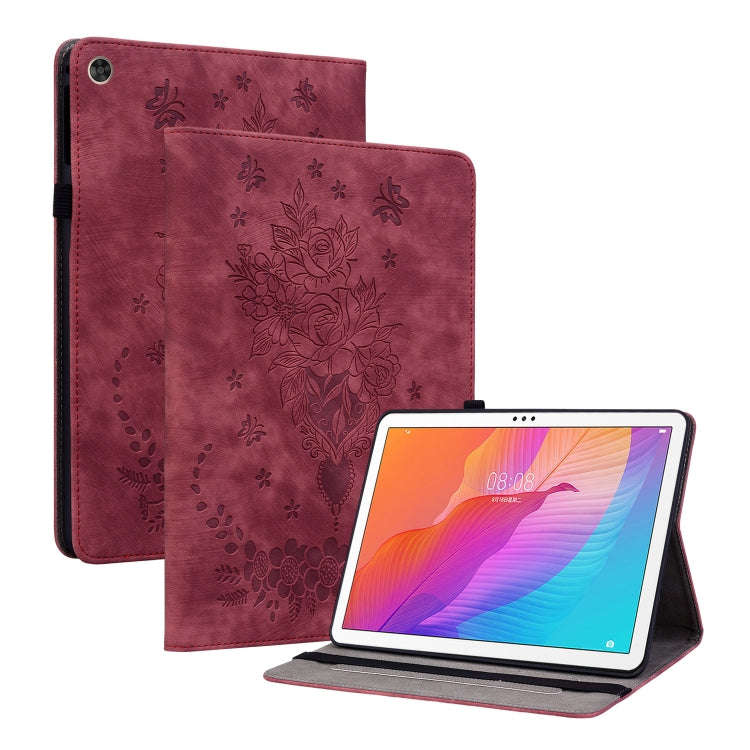 For Huawei MatePad T 10s/Enjoy Tablet 2 Butterfly Rose Embossed Leather Tablet Case(Red)