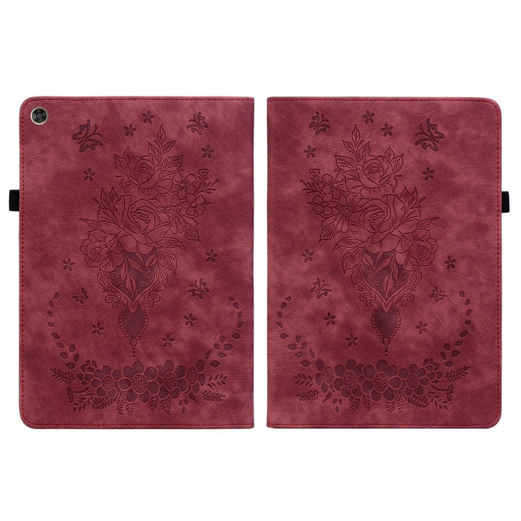 For Huawei MatePad T 10s/Enjoy Tablet 2 Butterfly Rose Embossed Leather Tablet Case(Red)