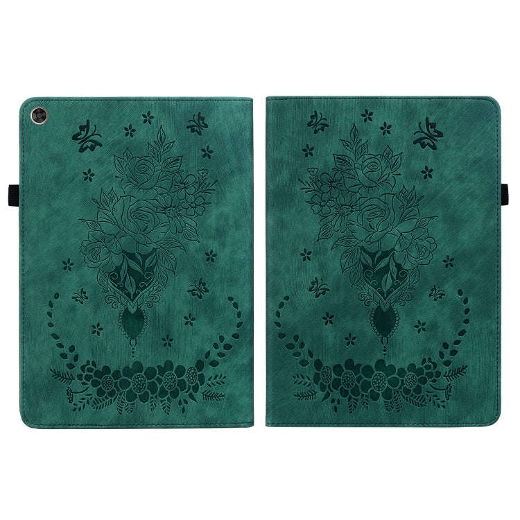 For Huawei MatePad T 10s / Enjoy Tablet 2 Butterfly Rose Embossed Leather Tablet Case(Green)