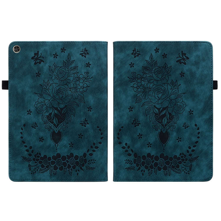 For Huawei MatePad T 10s / Enjoy Tablet 2 Butterfly Rose Embossed Leather Tablet Case(Dark Blue)
