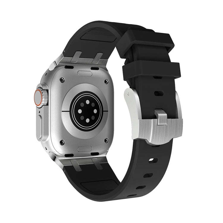 AP Silicone Watch Band For Apple Watch SE 2023 44mm(Silver Black)
