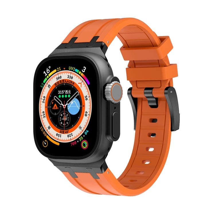 AP Silicone Watch Band For Apple Watch SE 2023 44mm(Black Orange)
