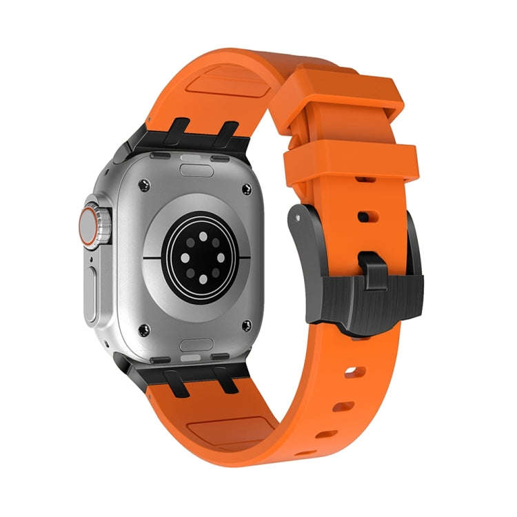 AP Silicone Watch Band For Apple Watch SE 2023 44mm(Black Orange)