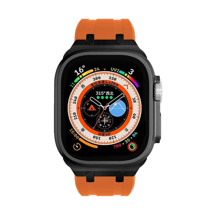 AP Silicone Watch Band For Apple Watch SE 2023 44mm(Black Orange)