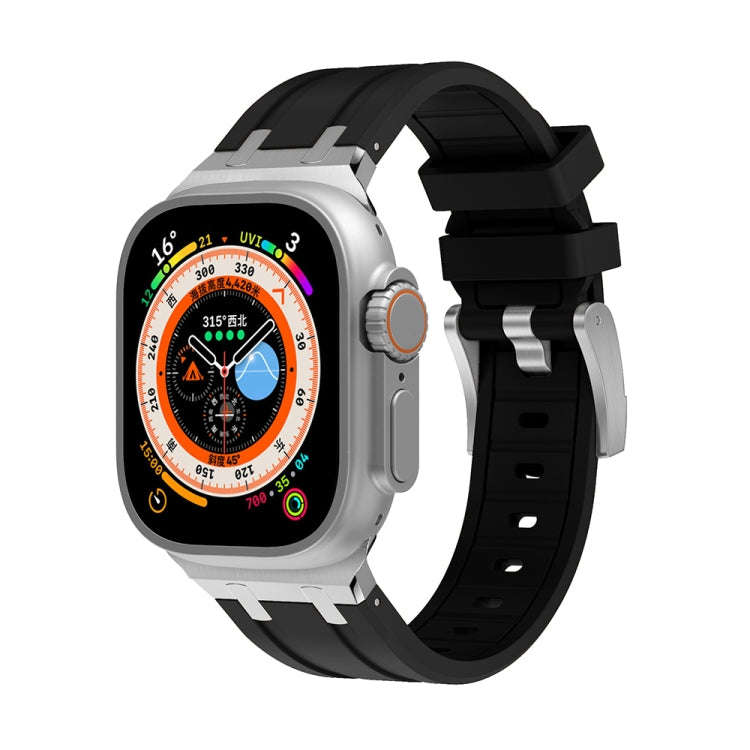 AP Silicone Watch Band For Apple Watch Ultra 2 49mm(Silver Black)