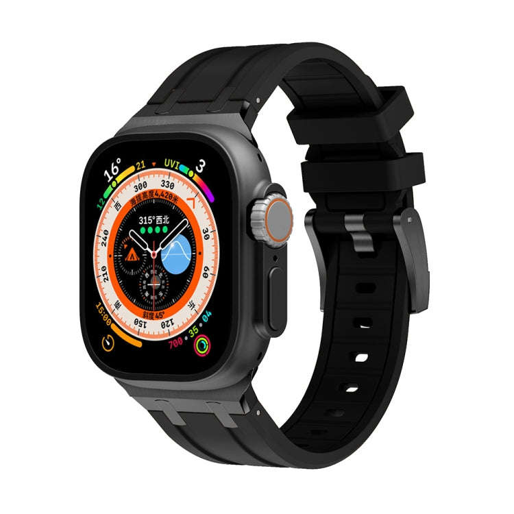 AP Silicone Watch Band For Apple Watch 9 45mm(Black Black)
