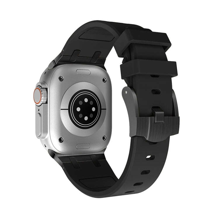 AP Silicone Watch Band For Apple Watch 9 45mm(Black Black)