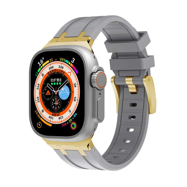 AP Silicone Watch Band For Apple Watch 9 45mm(Gold Grey)