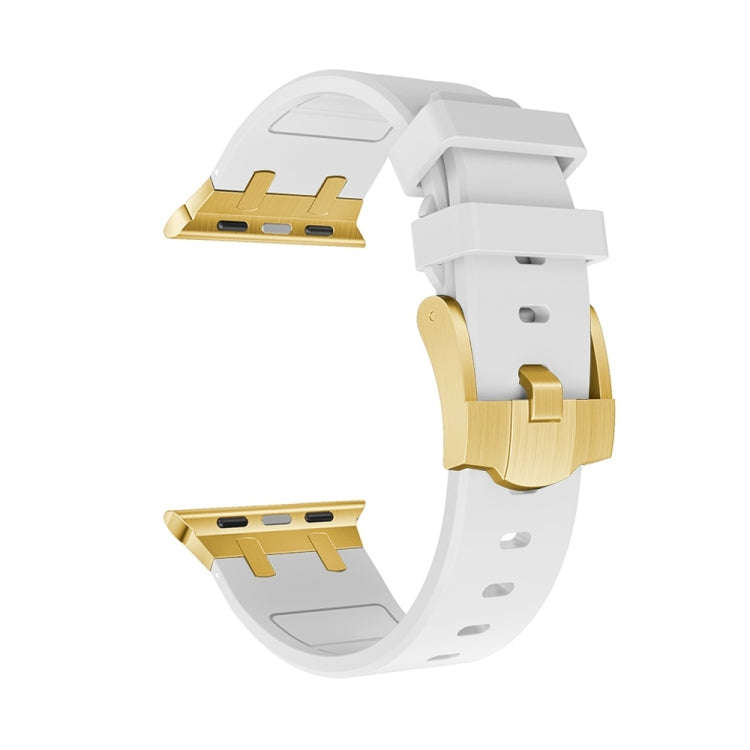 AP Silicone Watch Band For Apple Watch 9 45mm(Gold White)