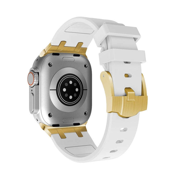 AP Silicone Watch Band For Apple Watch 9 45mm(Gold White)