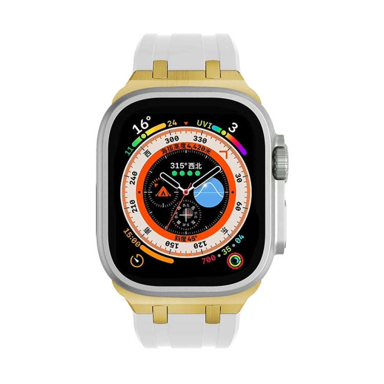 AP Silicone Watch Band For Apple Watch 9 45mm(Gold White)