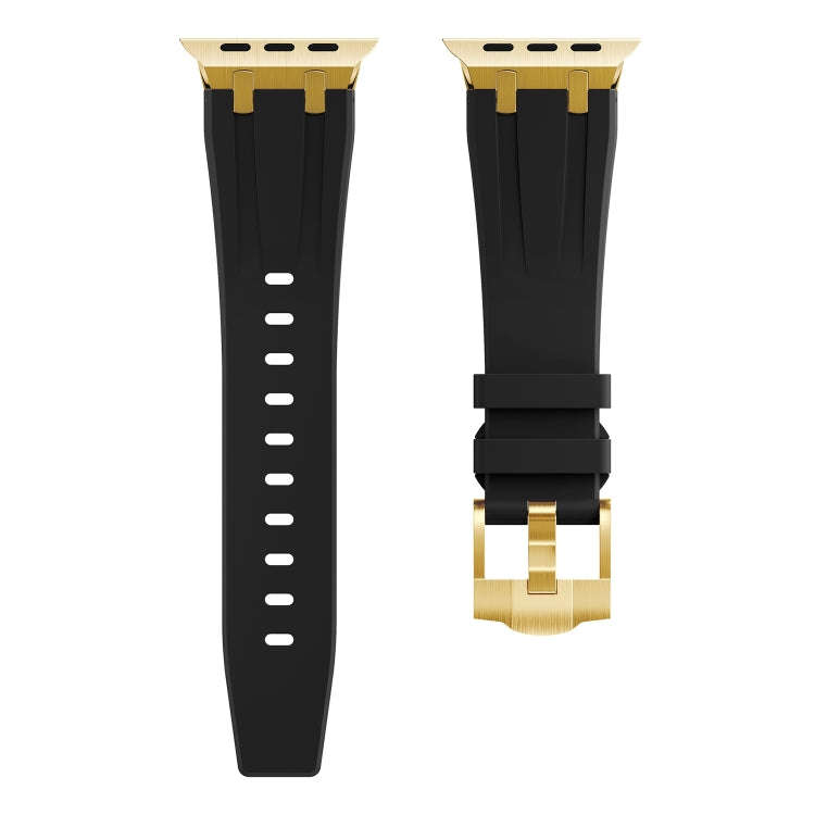 AP Silicone Watch Band For Apple Watch 9 41mm(Gold Black)