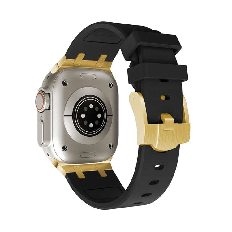 AP Silicone Watch Band For Apple Watch 9 41mm(Gold Black)