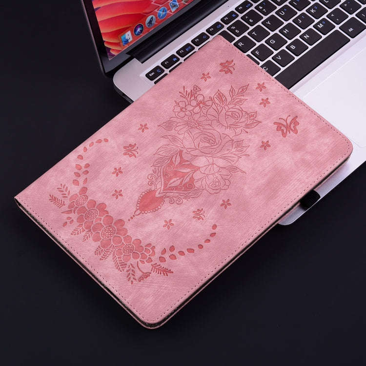 For Lenovo Tab K11 Plus Butterfly Rose Embossed Leather Tablet Case(Pink)