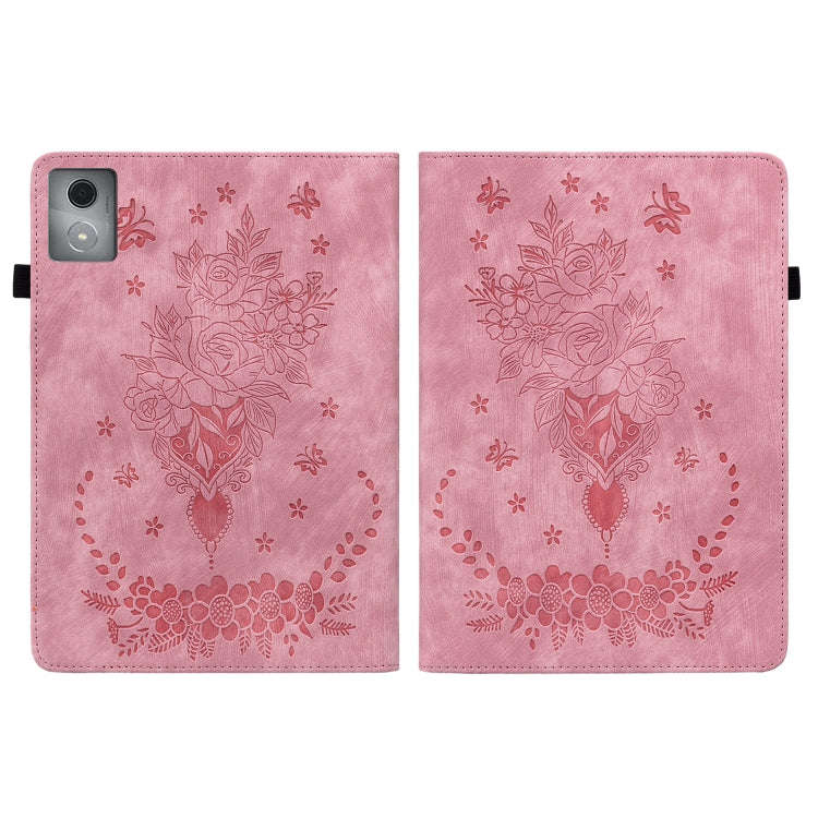 For Lenovo Tab K11 Plus Butterfly Rose Embossed Leather Tablet Case(Pink)