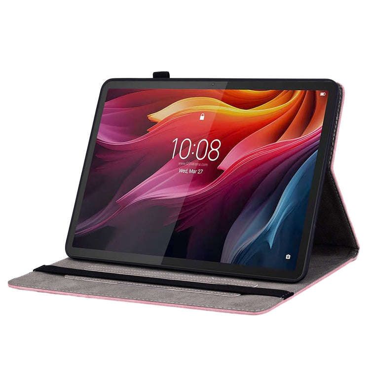 For Lenovo Tab K11 Plus Butterfly Rose Embossed Leather Tablet Case(Pink)