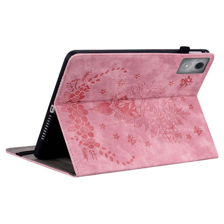 For Lenovo Tab K11 Plus Butterfly Rose Embossed Leather Tablet Case(Pink)