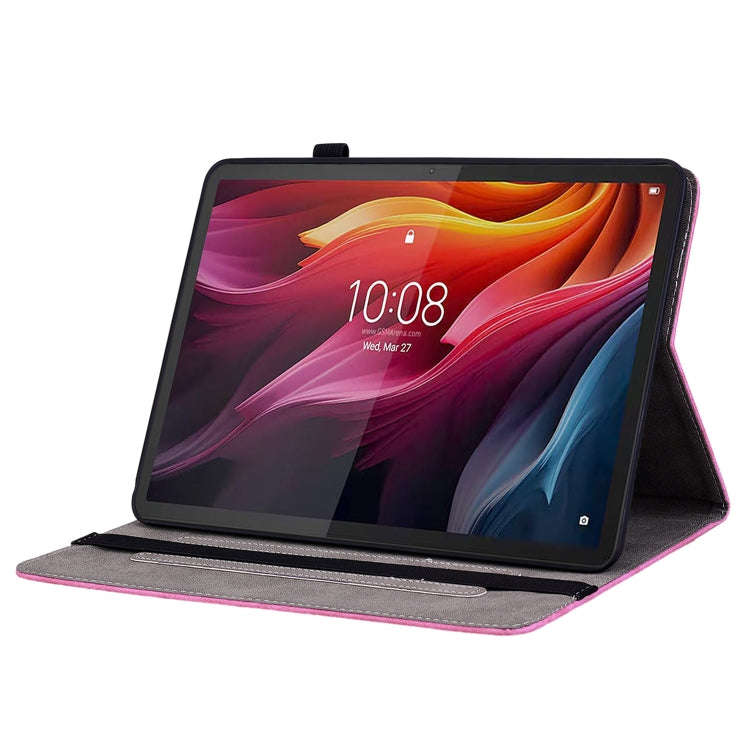 For Lenovo Tab K11 Plus Butterfly Rose Embossed Leather Tablet Case(Rose Red)