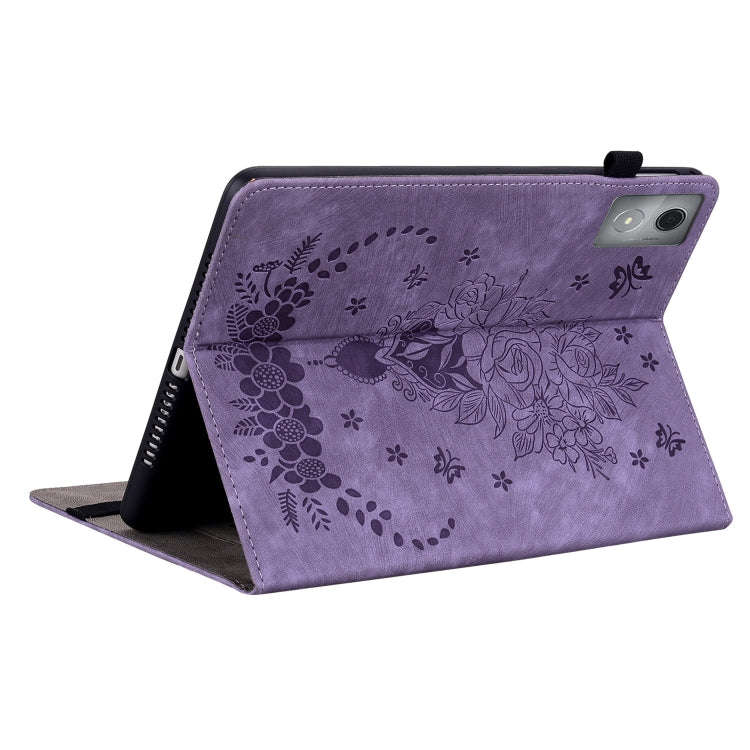 For Lenovo Tab K11 Plus Butterfly Rose Embossed Leather Tablet Case(Purple)