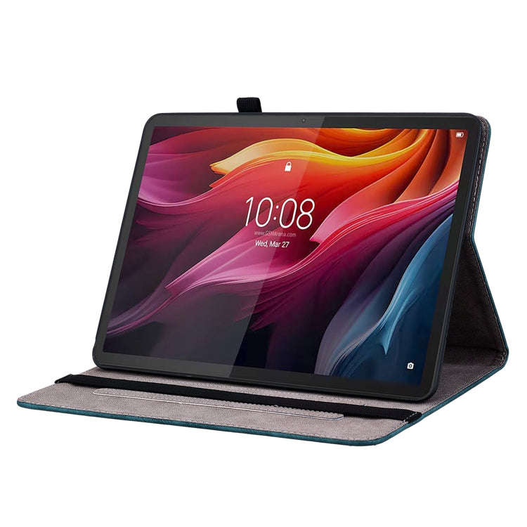 For Lenovo Tab K11 Plus Butterfly Rose Embossed Leather Tablet Case(Dark Blue)