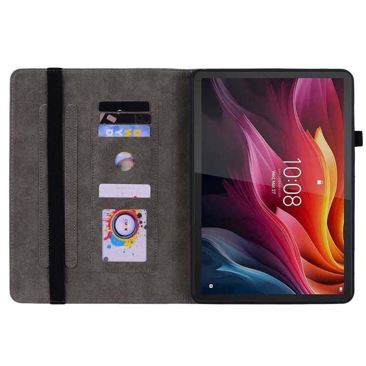 For Lenovo Tab K11 Plus Butterfly Rose Embossed Leather Tablet Case(Dark Blue)