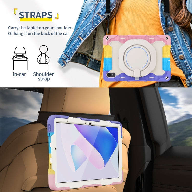 For Huawei MatePad 11 2023 Armor Contrast Color Silicone + PC Tablet Case(Colorful Pink)