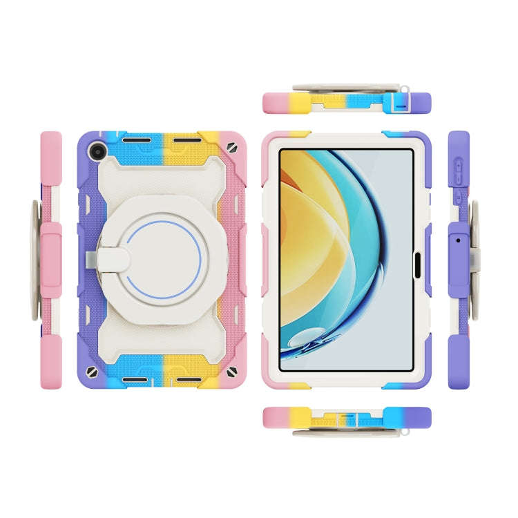 For Huawei MatePad SE 10.4 2023 Armor Contrast Color Silicone + PC Tablet Case(Colorful Pink)