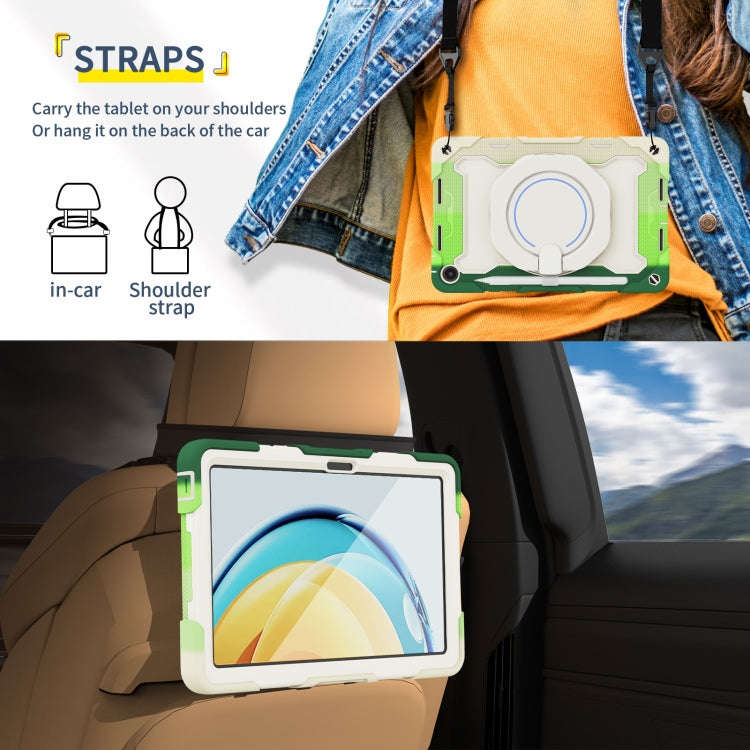 For Huawei MatePad SE 10.4 2023 Armor Contrast Color Silicone + PC Tablet Case(Colorful Green)