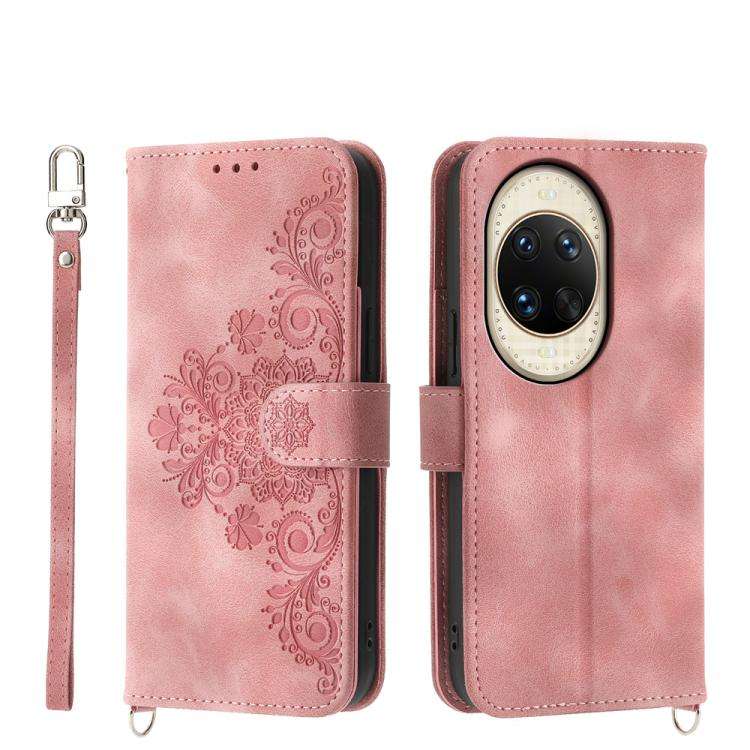 For Huawei nova 14 Ultra Skin Feel Flowers Embossed Wallet Leather Phone Case(Pink)