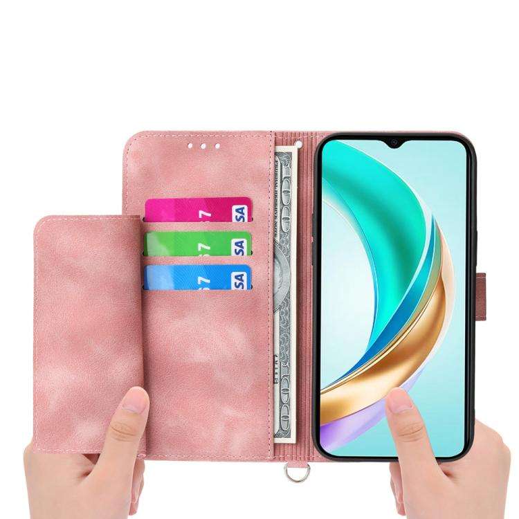 For Huawei nova 14 Ultra Skin Feel Flowers Embossed Wallet Leather Phone Case(Pink)