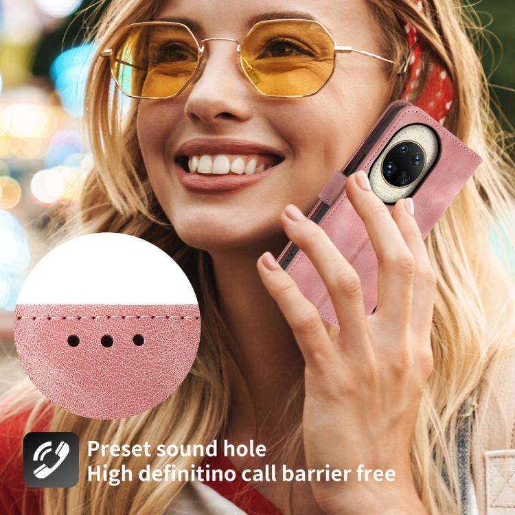 For Huawei nova 14 Ultra Skin Feel Flowers Embossed Wallet Leather Phone Case(Pink)