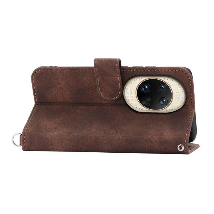 For Huawei nova 14 Ultra Skin Feel Flowers Embossed Wallet Leather Phone Case(Brown)