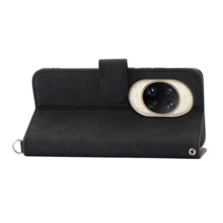 For Huawei nova 14 Ultra Skin Feel Flowers Embossed Wallet Leather Phone Case(Black)
