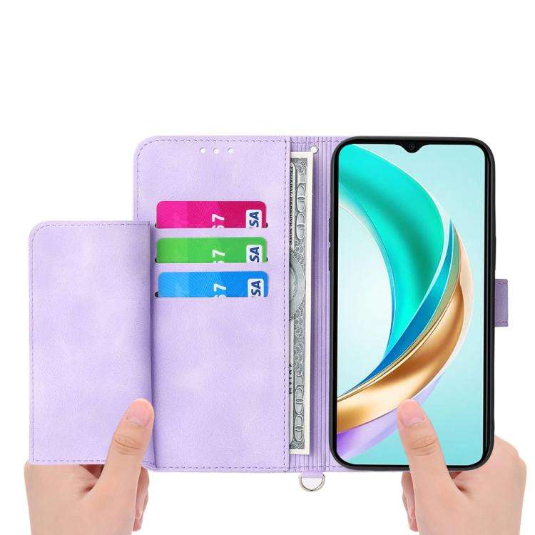 For Huawei nova 14 Pro Skin Feel Flowers Embossed Wallet Leather Phone Case(Purple)