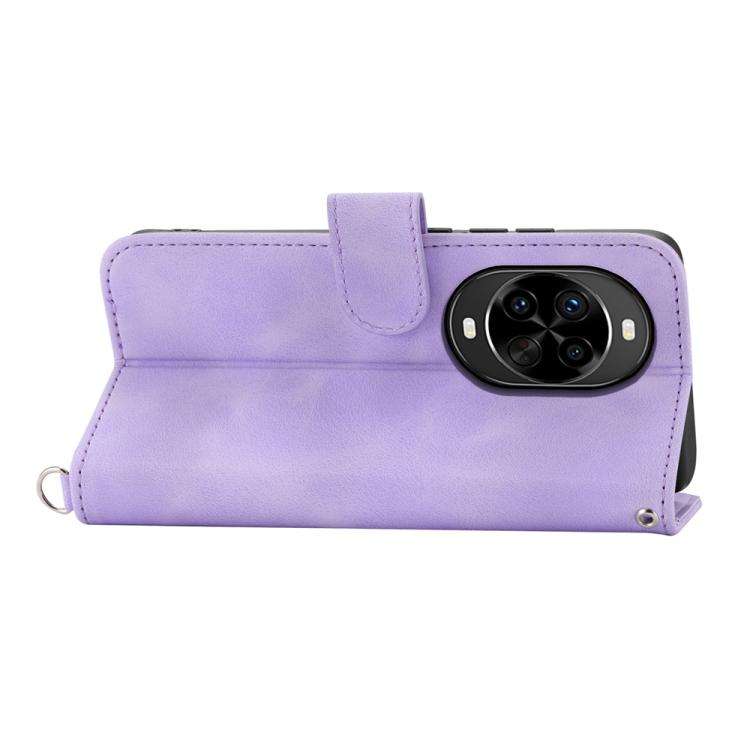 For Huawei nova 14 Pro Skin Feel Flowers Embossed Wallet Leather Phone Case(Purple)
