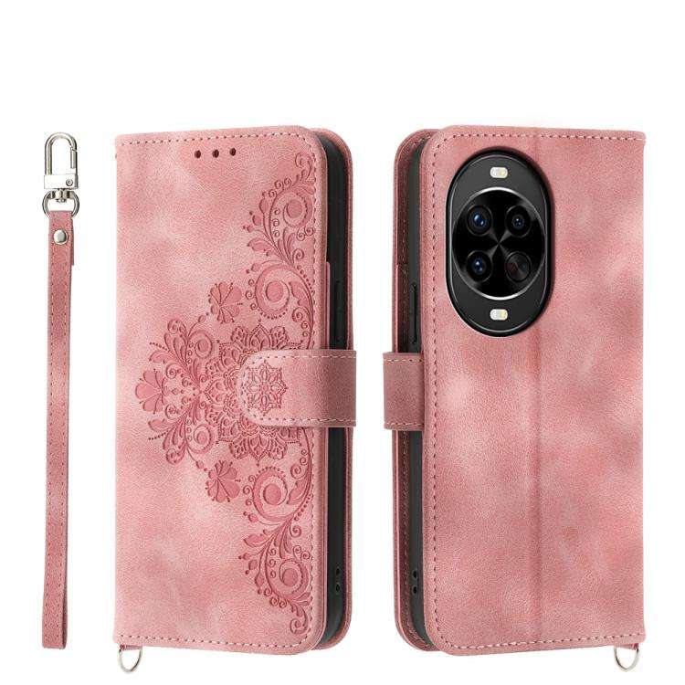 For Huawei nova 14 Pro Skin Feel Flowers Embossed Wallet Leather Phone Case(Pink)