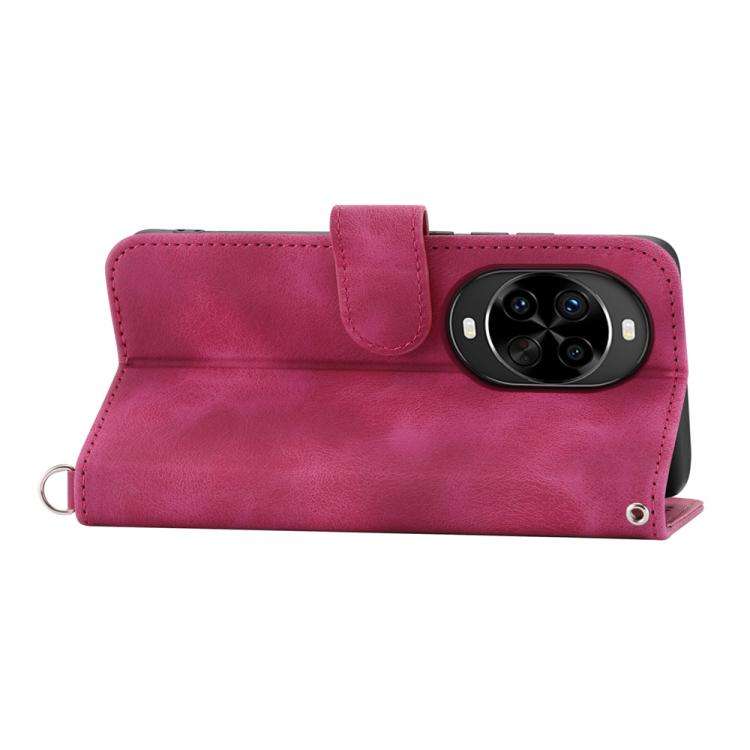 For Huawei nova 14 Pro Skin Feel Flowers Embossed Wallet Leather Phone Case(Wine Red)